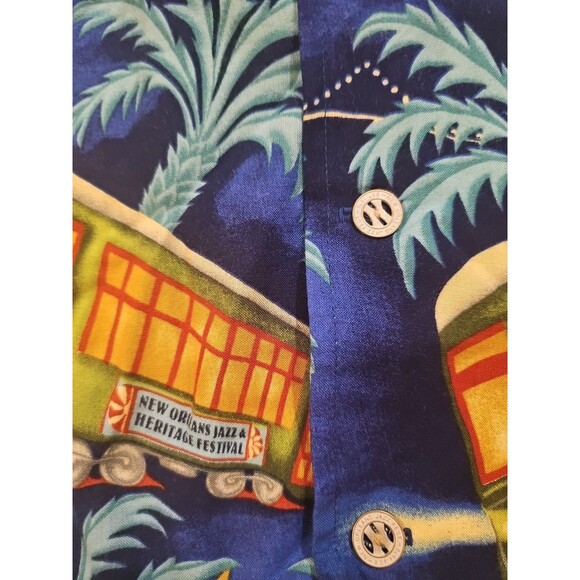 2015 Jazz Fest Bayou Wear Shirt Mens XL New Orleans Stellar Street Car Hawaiian - Picture 5 of 7
